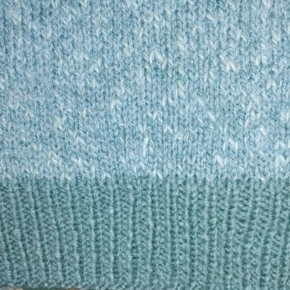 Hand Knit Wool Vest Loose Fit Contrast Ribbed Edges - Picture 3 of 8